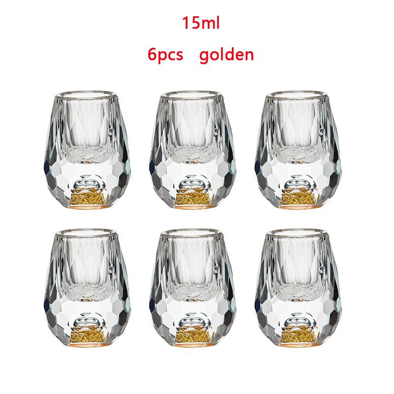 4/6-teiliges Schnapsgläser-Set aus Diamantkristall, Wodka-Schnapsgläser, Weingläser, Whiskyglas, Spirituosen, Sake, Soju, Brandy, Teetasse, 15 ml von Joom DACH