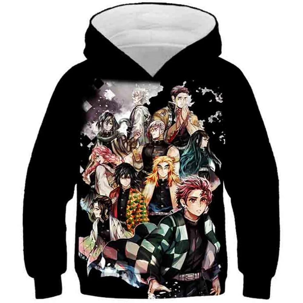4-13 Jahre Kinder Anime Demon Slayer Kimetsu No Yaiba 3D-Druck Hoodies Junge Mädchen Harajuku Mit Kapuze Sweatshirts Kinder Trainingsanzüge Kleidung 130cm von Joom DACH