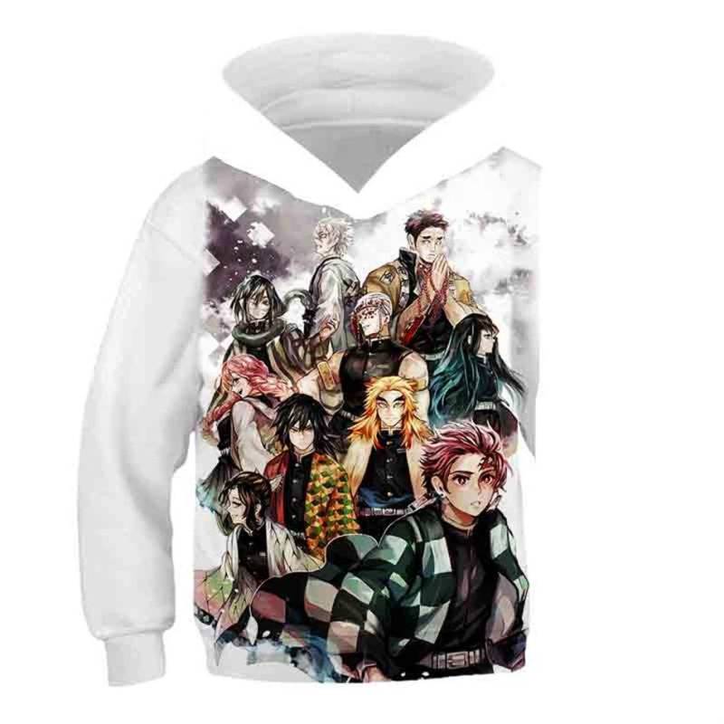 4-13 Jahre Kinder Anime Demon Slayer Kimetsu No Yaiba 3D-Druck Hoodies Junge Mädchen Harajuku Mit Kapuze Sweatshirts Kinder Trainingsanzüge Kleidung 160cm von Joom DACH