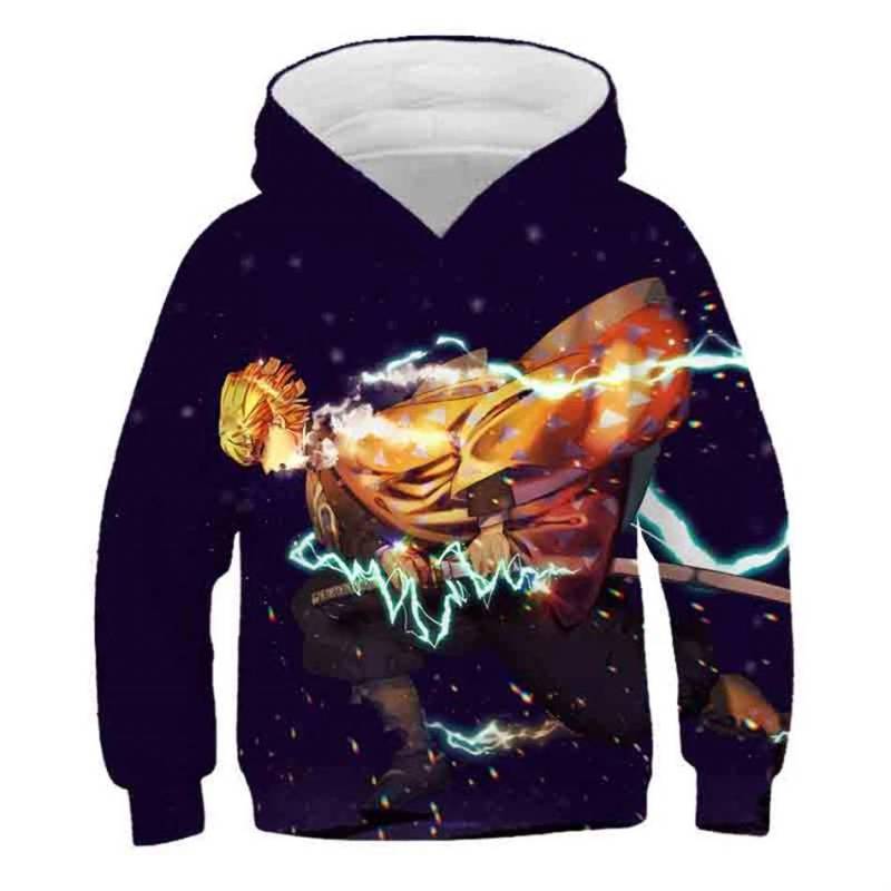 4-13 Jahre Kinder Anime Demon Slayer Kimetsu No Yaiba 3D-Druck Hoodies Junge Mädchen Harajuku Mit Kapuze Sweatshirts Kinder Trainingsanzüge Kleidung 160cm von Joom DACH