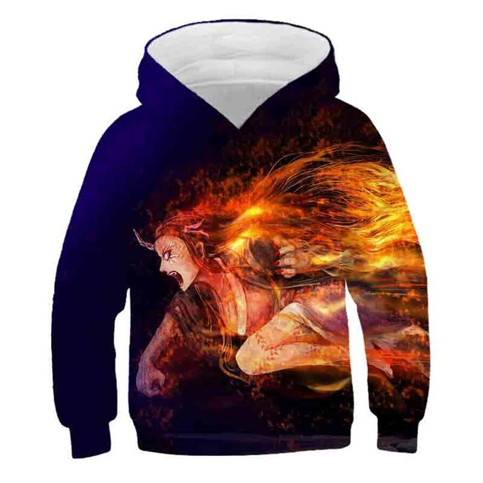 4-13 Jahre Kinder Anime Demon Slayer Kimetsu No Yaiba 3D-Druck Hoodies Junge Mädchen Harajuku Mit Kapuze Sweatshirts Kinder Trainingsanzüge Kleidung 160cm von Joom DACH
