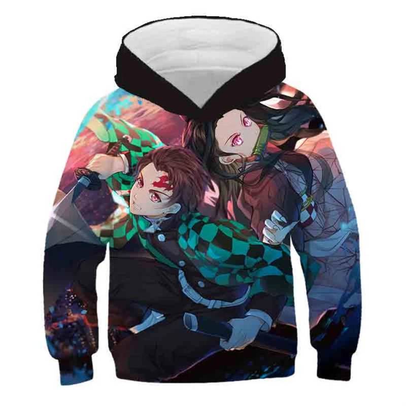 4-13 Jahre Kinder Anime Demon Slayer Kimetsu No Yaiba 3D-Druck Hoodies Junge Mädchen Harajuku Mit Kapuze Sweatshirts Kinder Trainingsanzüge Kleidung 160cm von Joom DACH