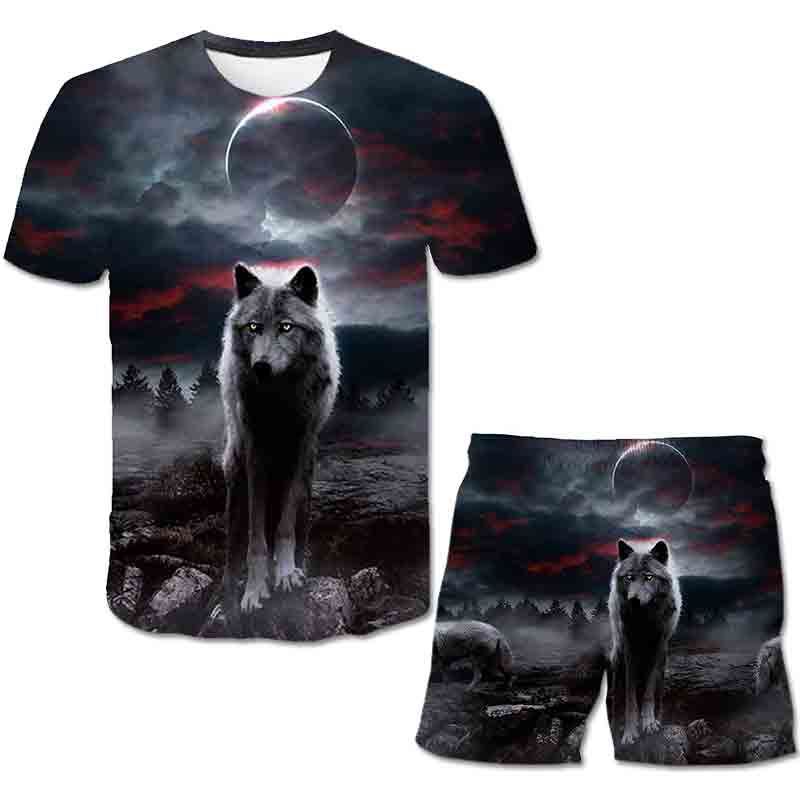 4–14 Jahre alt, Sommer-T-Shirt für Kinder, Tier-Wolf, lustiges 3D-gedrucktes T-Shirt für Jungen und Mädchen, T-Shirts + Shorts, modischer Cartoon-Anzug 140 4–14 Jahre alt, Sommer-T-Shirt für Kinder, Tier-Wolf, lustiges 3D-gedrucktes T-Shirt für Jungen und Mädchen, T-Shirts + Shorts, modischer Cartoon-Anzug 140 von Joom DACH