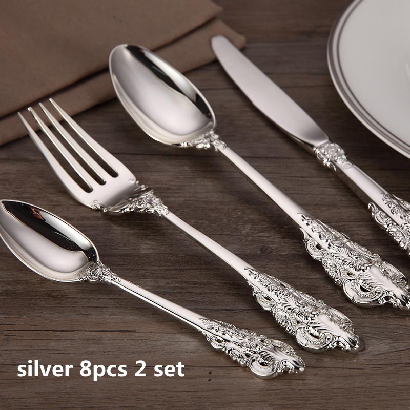 4-24 stücke Luxus Versilbert Geschirr Hochzeit Besteck Weihnachten Geschenk Besteck Geschirr Abendessen Messer Gabel Teelöffel Restaurant von Joom DACH