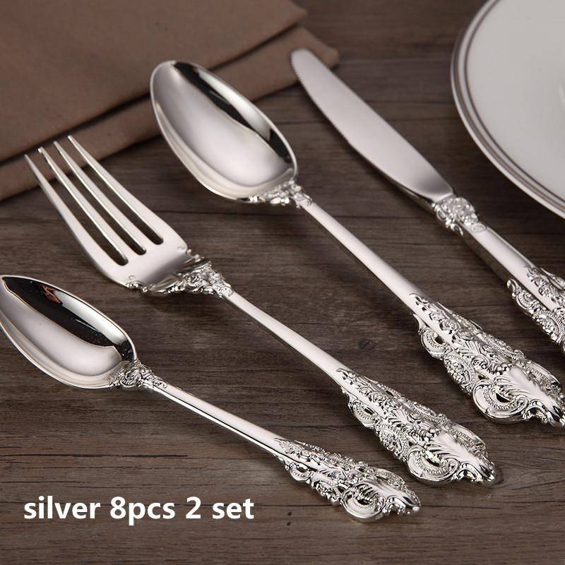 4-24 stücke Luxus Versilbert Geschirr Hochzeit Besteck Weihnachten Geschenk Besteck Geschirr Abendessen Messer Gabel Teelöffel Restaurant von Joom DACH