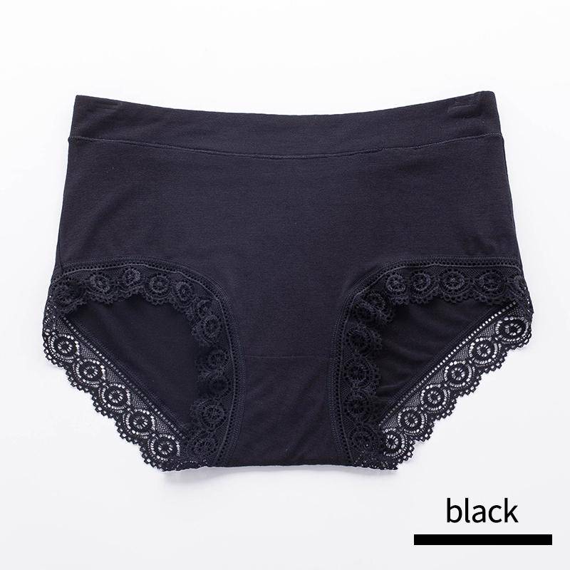 4-5 Teile/los Mid-Hohe Taille frauen Höschen Baumwolle Schritt Spitze Atmungsaktive Bauch Große Größe frauen Dreieck hosen Unterwäsche Slips 3XL schwarz von Joom DACH