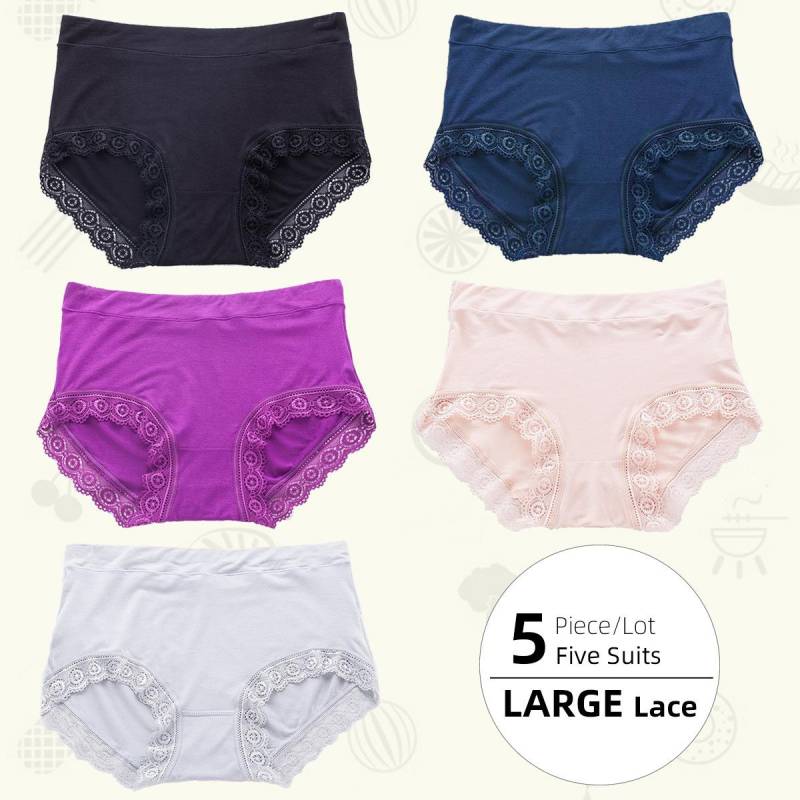 4-5 Teile/los Mid-Hohe Taille frauen Höschen Baumwolle Schritt Spitze Atmungsaktive Bauch Große Größe frauen Dreieck hosen Unterwäsche Slips 3XL von Joom DACH