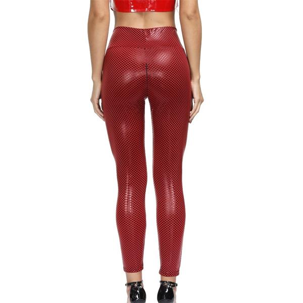 4 Farben Leder Leggings Damen Rückenreißverschluss Lederhose Strumpfhosen One Size dunkelrote von Joom DACH