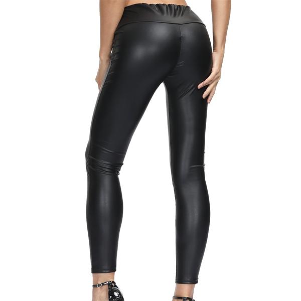 4 Farben Leder Leggings Damen Rückenreißverschluss Lederhose Strumpfhosen One Size schwarz von Joom DACH