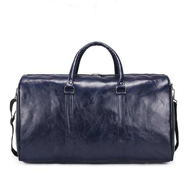 4 Farben wasserdichte handgemachte Leder Duffel Taschen Gepäcktaschen Reisetaschen Handtasche Schwarz Braun Kaffee Blau Männer Frauen blau von Joom DACH