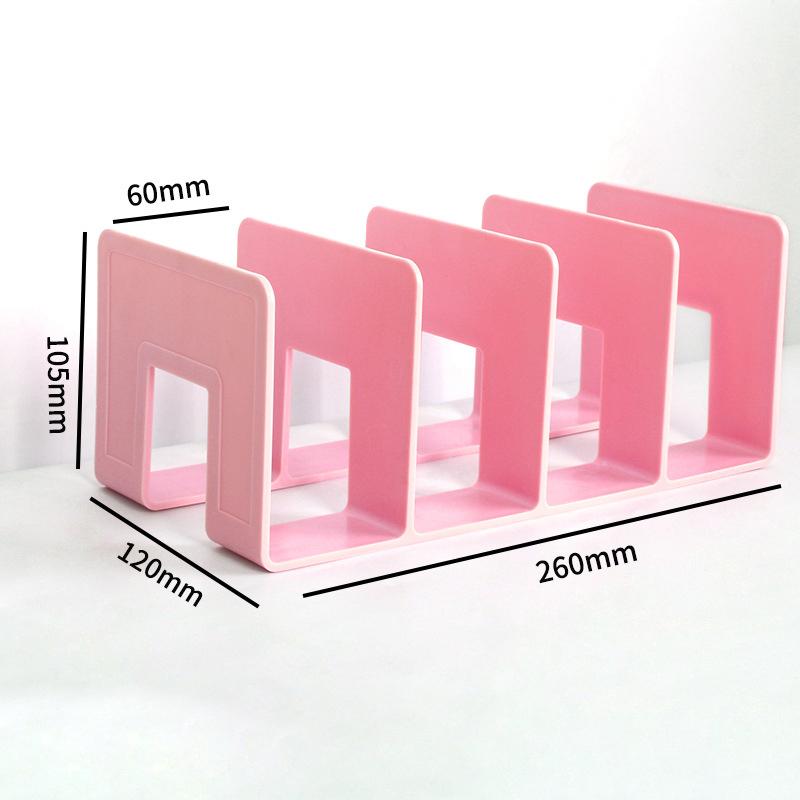 4-Gitter-Mehrzweck-Buchstützen, Bücherregal, Bücherregal, Schreibtisch-Bücherregal, für Bücher, CDs, Zeitschriftenordner, Bürobedarf rosa von Joom DACH