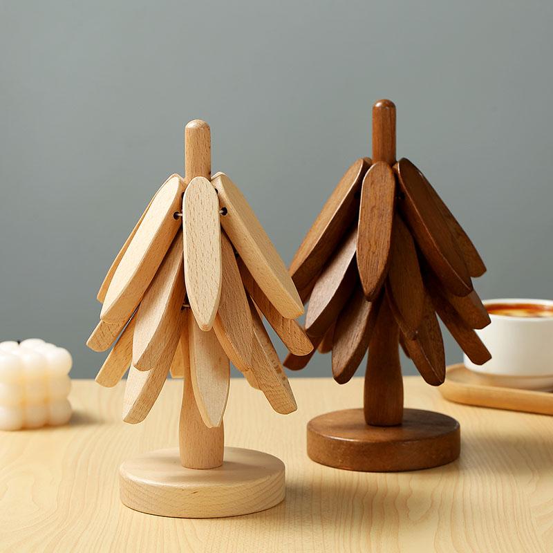 4 STÜCKE Baum Design Ständer Holzuntersetzer Dekorative Verbrühungsschutz Hitzebeständige Tischset Untersetzer Holz Tischsets Topf L von Joom DACH