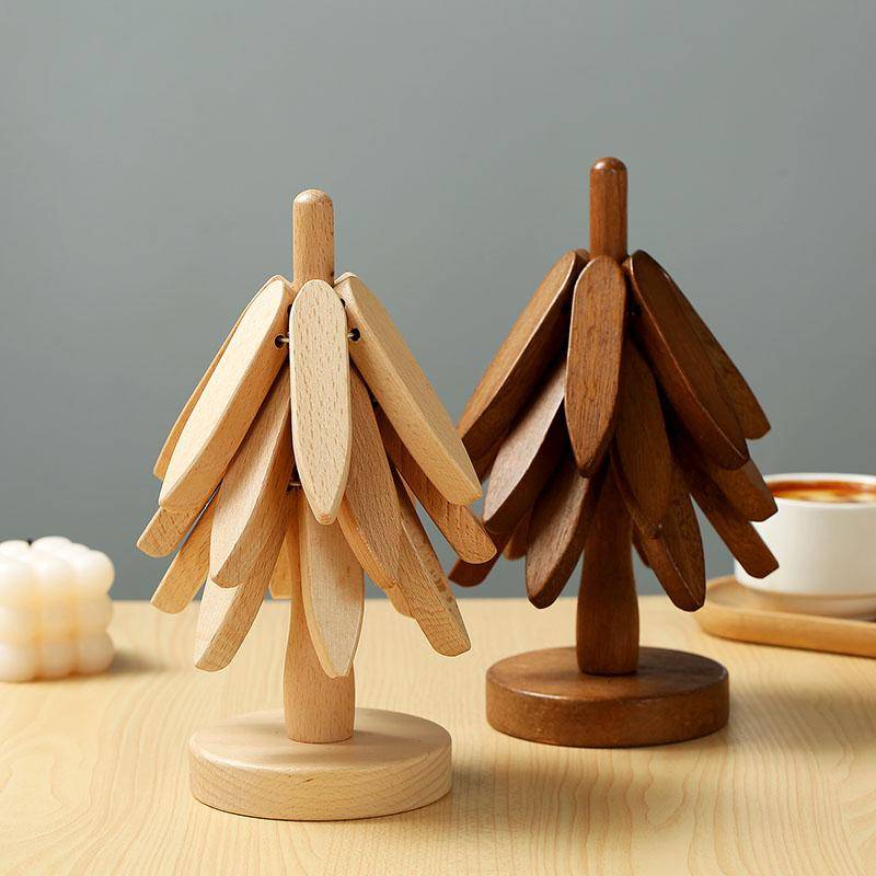 4 STÜCKE Baum Design Ständer Holzuntersetzer Dekorative Verbrühungsschutz Hitzebeständige Tischset Untersetzer Holz Tischsets Topf L von Joom DACH
