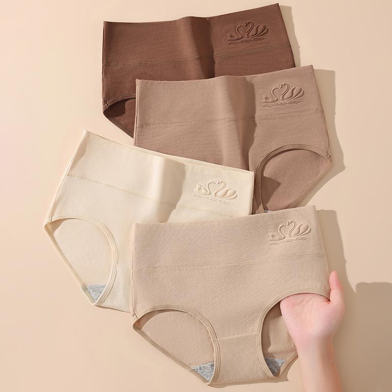 4 Stück Damenhöschen in Übergröße aus Baumwolle mit hoher Taille und figurformender Unterwäsche, atmungsaktive weiche Mädchen-Slips, halblange Damenunterwäsche 3XL von Joom DACH