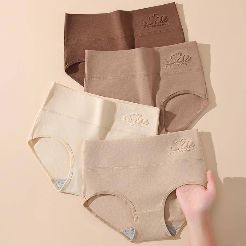 4 Stück Damenhöschen in Übergröße aus Baumwolle mit hoher Taille und figurformender Unterwäsche, atmungsaktive weiche Mädchen-Slips, halblange Damenunterwäsche 3XL von Joom DACH