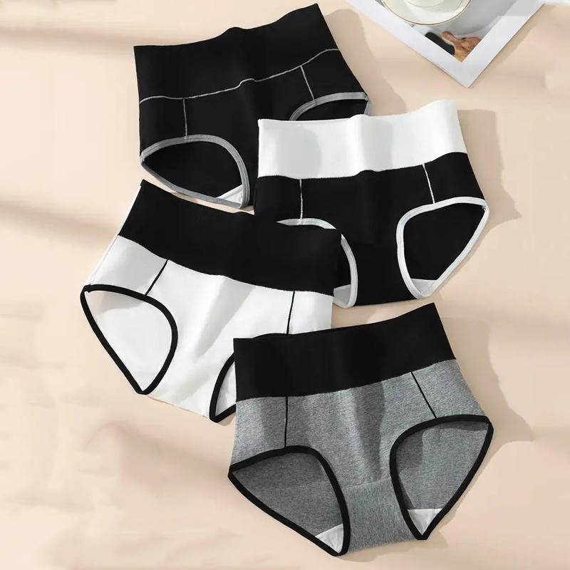 4 Stück Damenhöschen in Übergröße aus Baumwolle mit hoher Taille und figurformender Unterwäsche, atmungsaktive weiche Mädchen-Slips, halblange Damenunterwäsche XL von Joom DACH