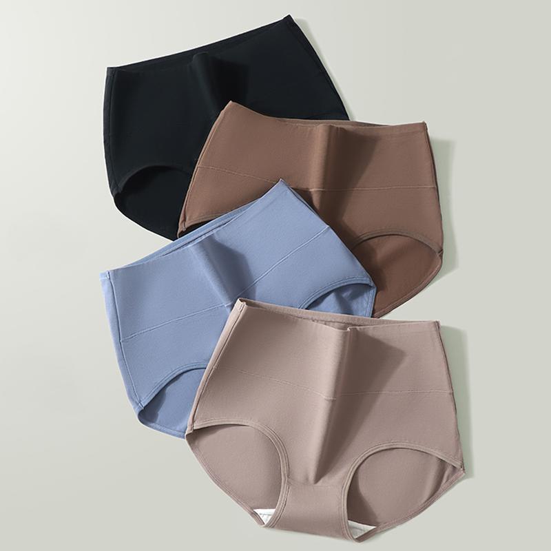 4 Stück Damenhöschen in Übergröße aus Baumwolle mit hoher Taille und figurformender Unterwäsche, atmungsaktive weiche Mädchen-Slips, halblange Damenunterwäsche XXL von Joom DACH