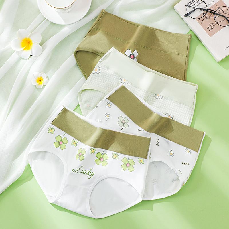 4 Stück Damenhöschen in Übergröße aus Baumwolle mit hoher Taille und figurformender Unterwäsche, atmungsaktive weiche Mädchen-Slips, halblange Damenunterwäsche XXL von Joom DACH