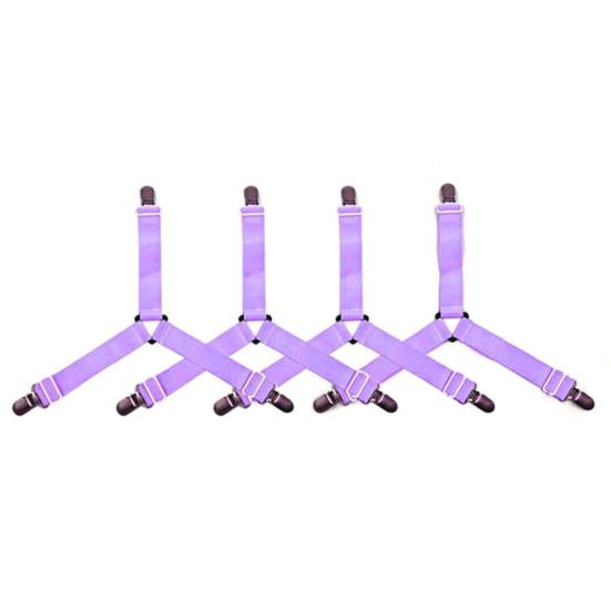 4 Stück Dreieck Bettlakenhalter Verstellbares Design Einfache Installation Rutschfest Spannbettlaken violett von Joom DACH