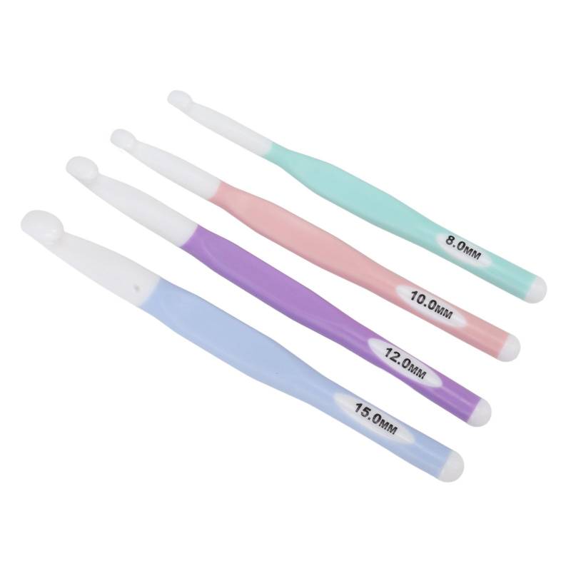 4 Stück Häkelnadeln Ergonomisches Design Klare Skala Kunststoff Häkelnadel Set zum Stricken von Teppichen von Joom DACH