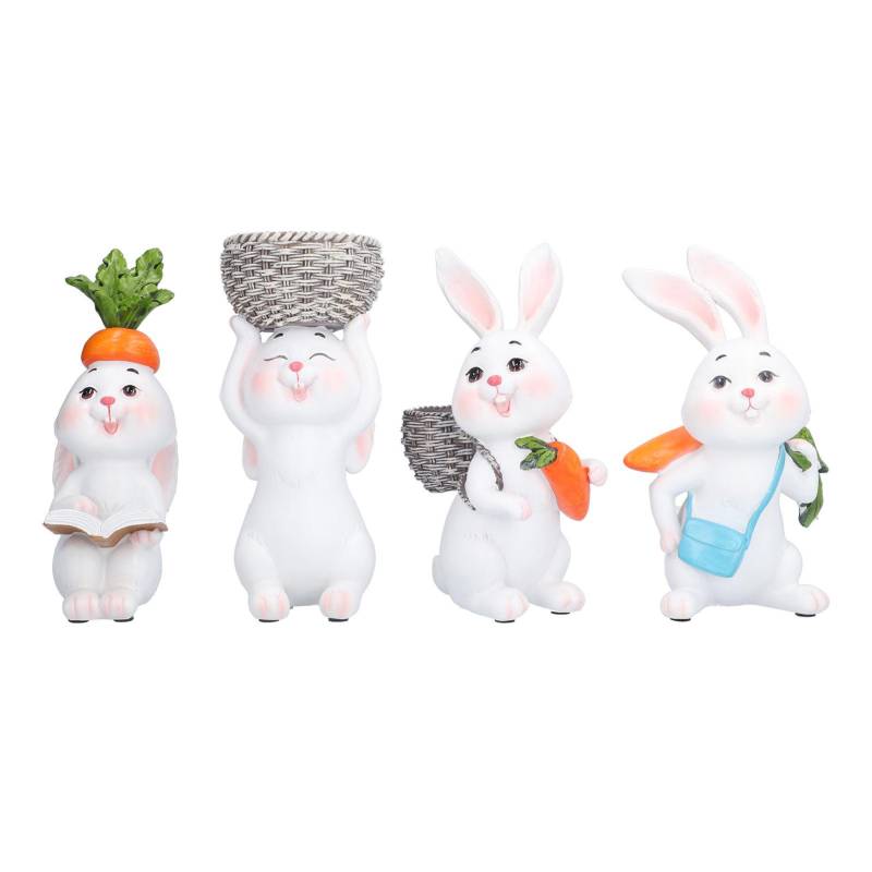 4 Stück Hasenornament Harz Desktop Handbemaltes Kunsthandwerk Skulptur für Wohnzimmer Garten von Joom DACH