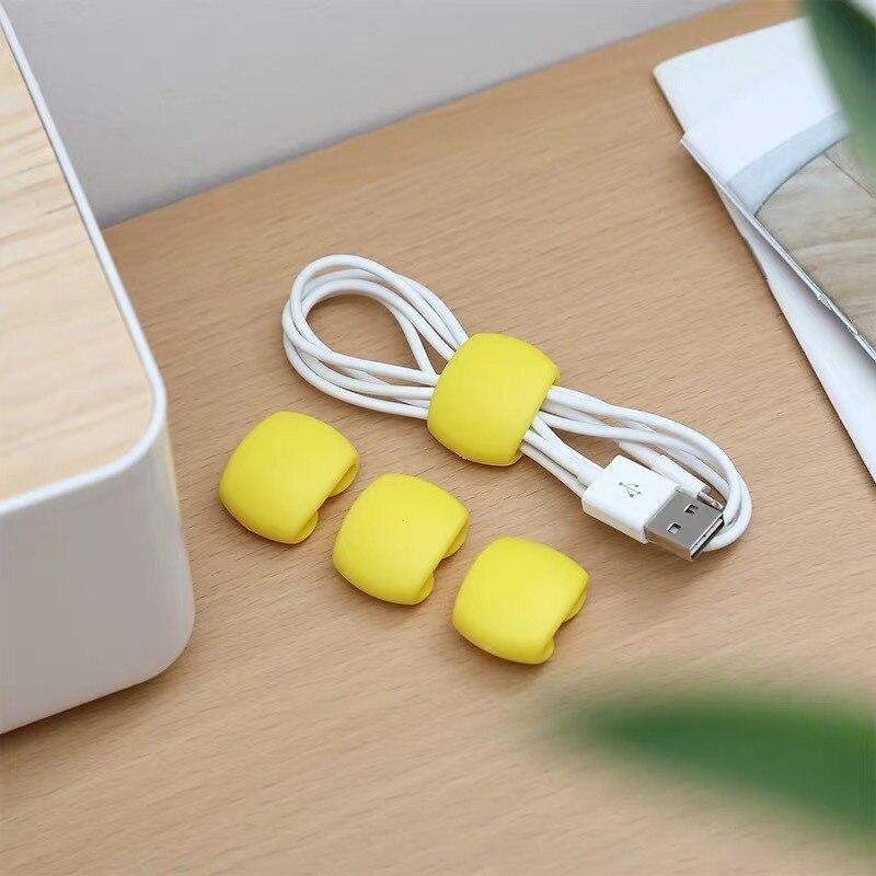 4 Stück Kabelaufwickler, modisch, schlicht, rund, Clip, USB-Ladegerät, Schreibtisch, ordentlich, Organizer, Drahtkabel, für Desktop-Kabel gelb von Joom DACH