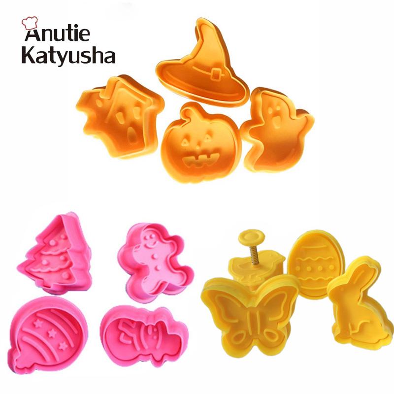 4 Stück Keksstempel Keksform 3D Plätzchenkolbenschneider DIY Backform Ostern Kaninchen Ausstechformen für Küchenwerkzeuge von Joom DACH