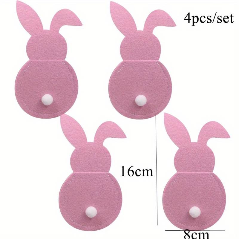 4 Stück Messer Gabeln Hase Hase Taschen Bunte Vliestasche für Frohe Ostern Heimparty Deko Messer Gabeln Halter Kindergeschenke rosa von Joom DACH