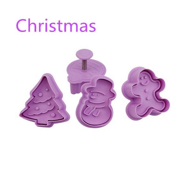 4 Stück Stempel Keksform 3D Plätzchenkolbenschneider Gebäck Dekorieren DIY Lebensmittel Fondant Backform Werkzeug Weihnachtsbaum Schneemann von Joom DACH