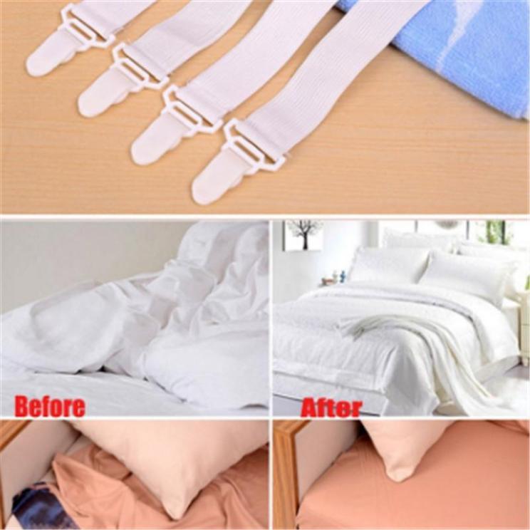 4 Stück weiße Bettlaken, Matratzenbezüge, Decken, Greifer, Clip-Halter, Verschlüsse, elastisch, Set 4 Stück weiße Bettlaken, Matratzenbezüge, Decken, Greifer, Clip-Halter, Verschlüsse, elastisch, Set von Joom DACH