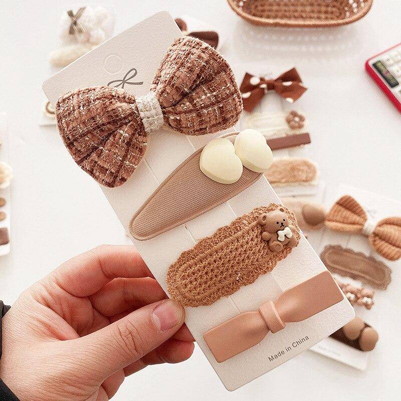4 Stücke Kinder Haarspangen Spitze Bär Bögen Mädchen Stirnbänder Kinder Haarnadeln Baby Haarschmuck Winter Wolle Stricken Haarspangen apricot von Joom DACH