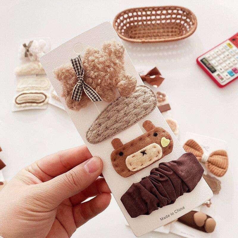 4 Stücke Kinder Haarspangen Spitze Bär Bögen Mädchen Stirnbänder Kinder Haarnadeln Baby Haarschmuck Winter Wolle Stricken Haarspangen antike rubinrot von Joom DACH