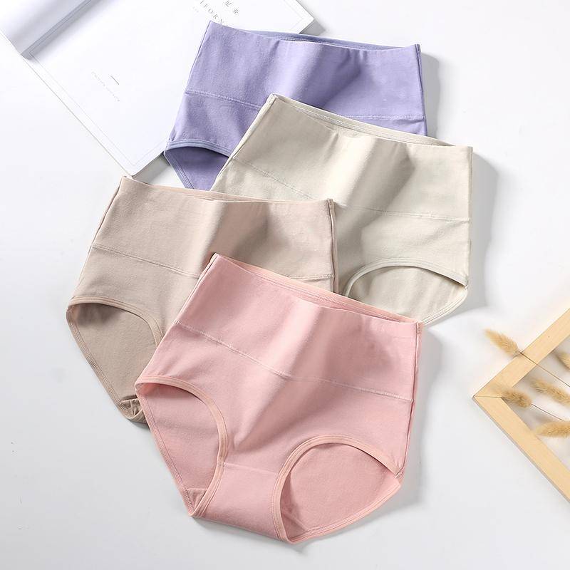 4 Teile/satz Hohe Taille Baumwolle Frauen Höschen Plus Größe Body Shaper Unterwäsche Atmungsaktive Unterhose Weiche Panty Abnehmen Weibliche Slips 3XL von Joom DACH
