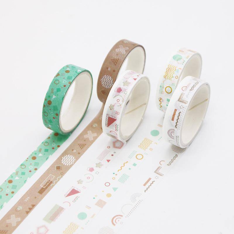 4 Teile/satz Retro Geometrie Washi Tape Set Tagebuch DIY Dekoration Student Aufkleber Koreanische Schreibwaren Bürobedarf Pfirsich von Joom DACH