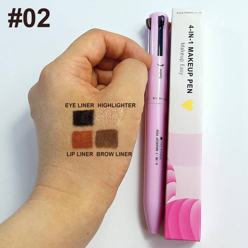 4-in-1 Multifunktions-Make-up-Stift Eyeliner Augenbrauen Lippen Highlighter Stick Nachfüllbares Kosmetikset - 14,4 cm Wasserdichtes All-in-One Beauty-Tool 02 von Joom DACH