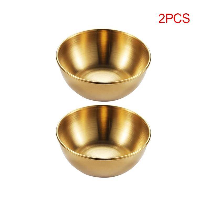 4 stücke 2 stücke Edelstahl Goldene Sauce Gerichte Vorspeise Gewürz Schüsseln Sets Tablett Gewürz Platten Küche Geschirr 8X8X3CM von Joom DACH