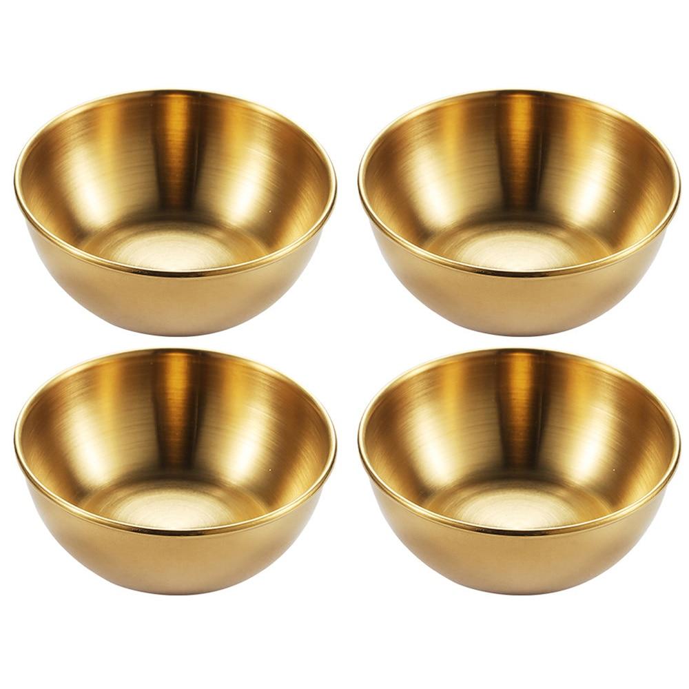 4 stücke 2 stücke Edelstahl Goldene Sauce Gerichte Vorspeise Gewürz Schüsseln Sets Tablett Gewürz Platten Küche Geschirr 8X8X3CM von Joom DACH