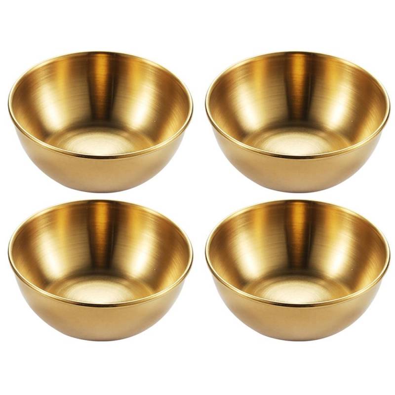 4 stücke 2 stücke Edelstahl Goldene Sauce Gerichte Vorspeise Gewürz Schüsseln Sets Tablett Gewürz Platten Küche Geschirr 8X8X3CM von Joom DACH