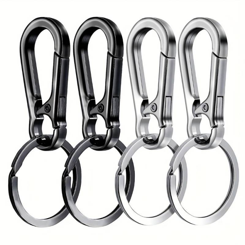 4 stücke Unisex Schlüssel Kette Edelstahl Kürbis Schnalle Karabiner Schlüsselbund Taille Gürtel Clip Schlüsselring Anti-verloren Ring Schnalle Auto decor Geschenke 4pcs silber/schwarz von Joom DACH