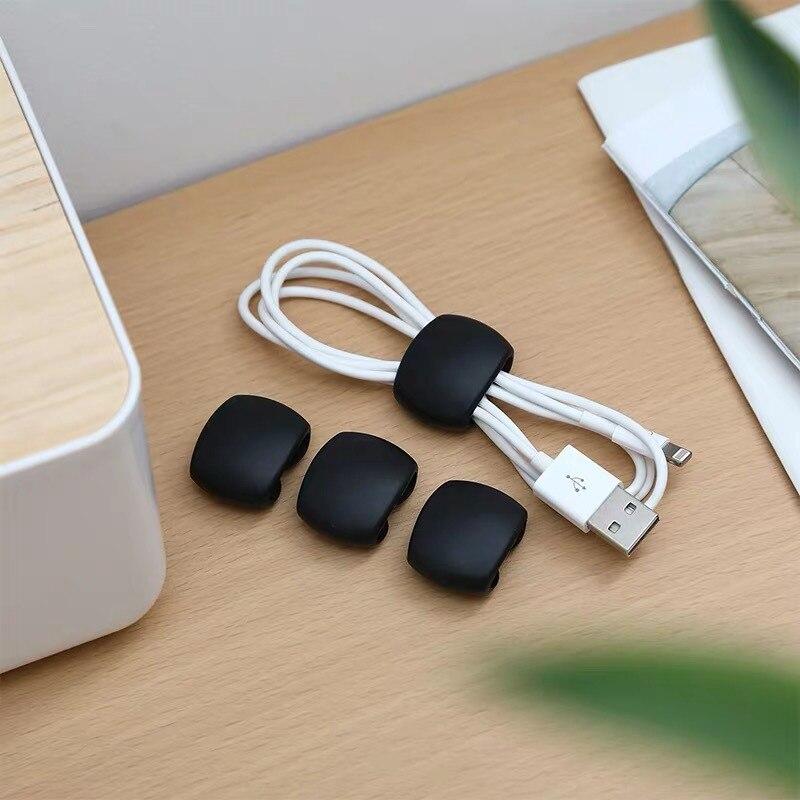4 teile/los Ziemlich Kabel Wickler USB Kabel Kopfhörer Kabel Organizer Halter Schnalle Tragbare Winzige Büro Zubehör Kabel Organizer schwarz von Joom DACH