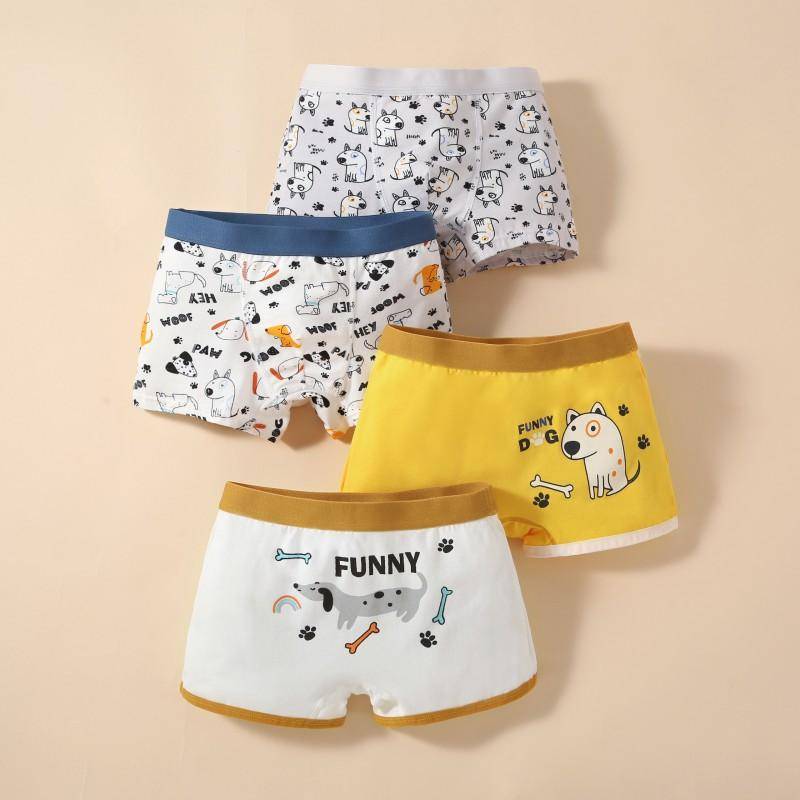 4-teiliger Baumwoll-Boxer für Jungen, Cartoon-Kids, Jungen-Boxer, Kinder-Unterhose, Höschen, 2–12 Jahre L 18-23kg von Joom DACH