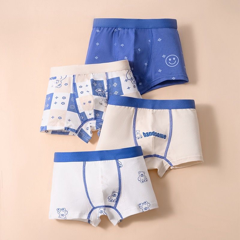 4-teiliger Baumwoll-Boxer für Jungen, Cartoon-Kids, Jungen-Boxer, Kinder-Unterhose, Höschen, 2–12 Jahre XL 24-30kg von Joom DACH