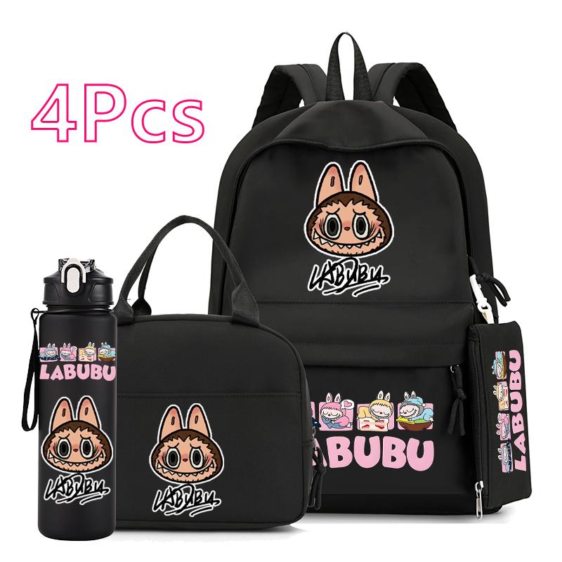 4-teiliges/Set Niedlicher Anime-bedruckter Rucksack 750 ml Outdoor-Sport-Wasserflasche Mädchen Junge Teenager Schüler Schultasche Kind Kind Große Kapazität Bücherrucksack von Joom DACH