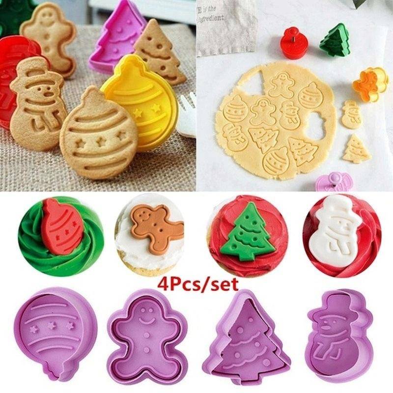 4-teiliges Keksausstecher-Set für Brot, Fondant, Kuchenform, Backwerkzeug, Weihnachten 4pcs von Joom DACH