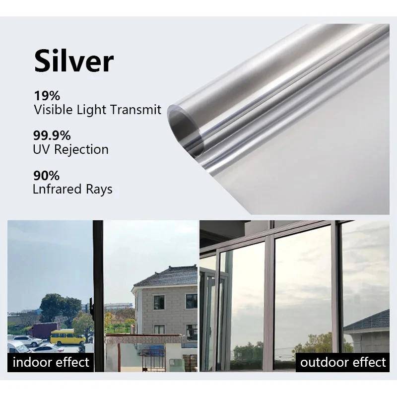 40-90CM Hausfenster Sichtschutzfolie Anti-Blick Vinyl Glas Spiegelfolie Einwegtönung Filme Aufkleber Selbstklebend Undurchsichtige Papierfolie 80cmx300cm von Joom DACH