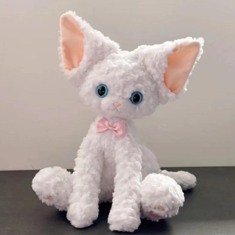40 cm lockiges Fell, Simulations-Plüschtier, Katze mit großen Ohren, superweich, zart, Baby-Komfortkissen, Kissen für Heimdekoration, Mädchengeschenke about 38-40cm von Joom DACH