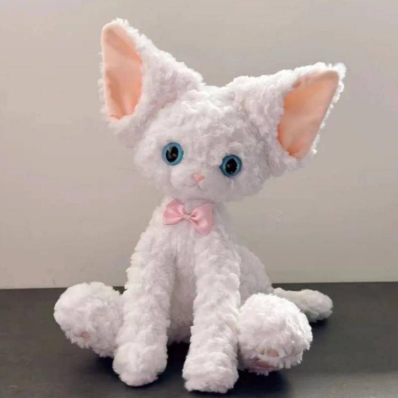 40 cm lockiges Fell, Simulations-Plüschtier, Katze mit großen Ohren, superweich, zart, Baby-Komfortkissen, Kissen für Heimdekoration, Mädchengeschenke about 38-40cm von Joom DACH