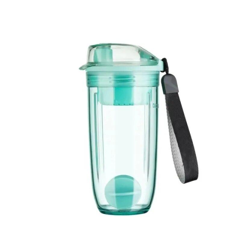 400 ml Sport-Shaker-Flasche, Plastik-Wasserflasche mit Schneebesen-Ball-Deckel, Teefilter, Protein-Shaking-Becher, BPA-frei, auslaufsicher, langlebig 400ml grün von Joom DACH