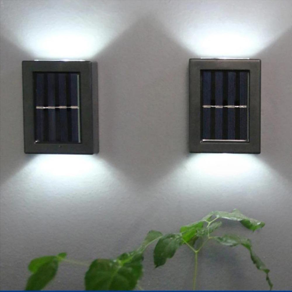 4000LM Outdoor Solar Wandleuchte LED Solar Gartenleuchte Wasserdicht Auf- und Abwärtsleuchtende Wandleuchte für Balkon Hof Straße Landschaft Dekor white light-2000lm von Joom DACH