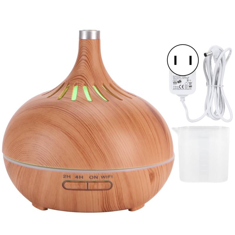 400ml Aroma Diffusor WIFI Steuerung Holzmaserung Aromatherapie Luftbefeuchter Buntes Nachtlicht von Joom DACH